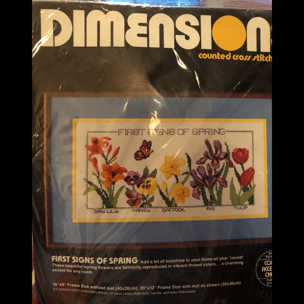 Counted cross stitch embroidery kit, by Dimensions. “First Signs of Spring”